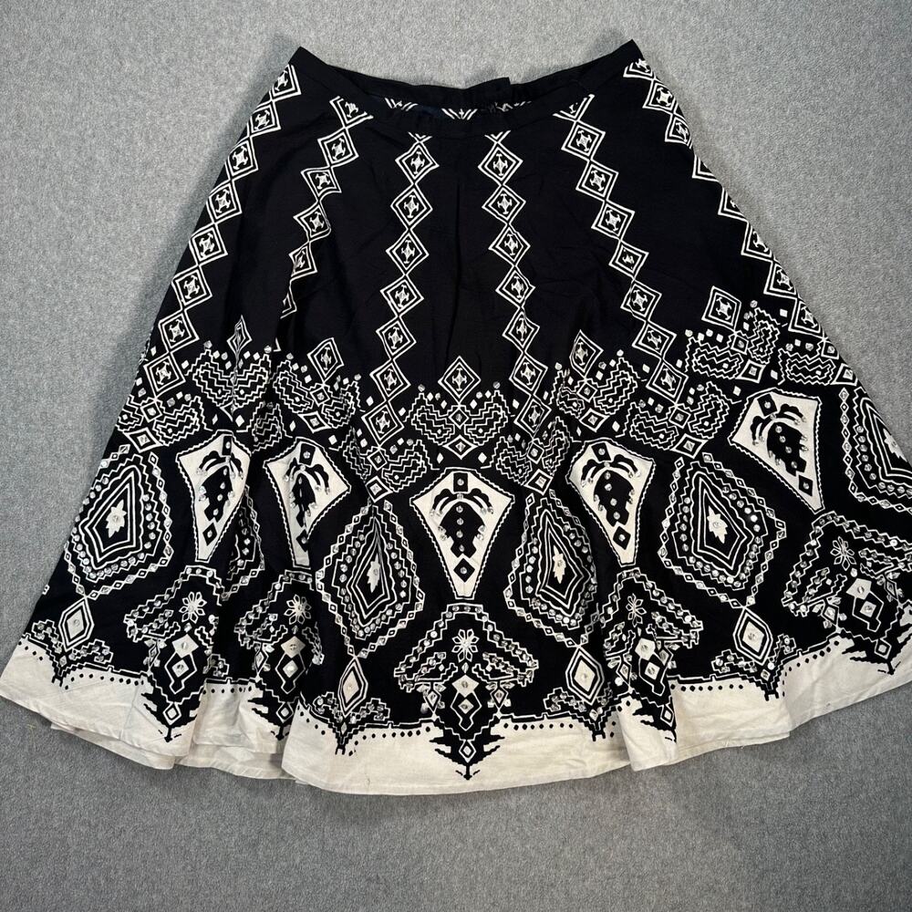 Mlle Gabrielle Flare Skirt Women's Small Black/Ivory Sequins Cotton Swing Twirl